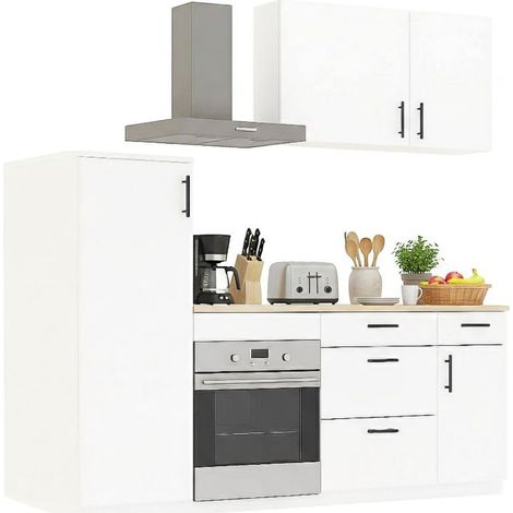 Dmora - Komplette Küche Donaci, Moderne Küchenkomposition, Modular Set für Küche, Funktionelle Küchenlösung, Weiß und Eiche