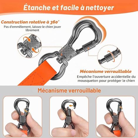 XBEN Longe pour Chien Laisse de Dressage pour Chiens Laisse pour Chien avec Mousqueton Longe Robuste pour Petits Moyens et Grands Chiens Orange (1/4)