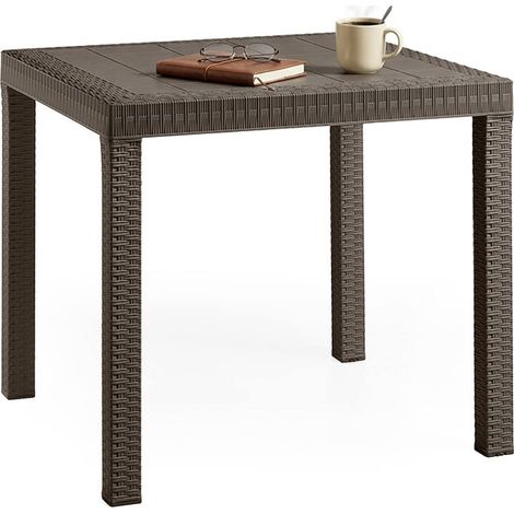 Tavolo da esterno Acqua, Base per picnic, Piano da pranzo da giardino, Banco outdoor multiuso, Made in Italy, 80x80 h74 cm, Marrone