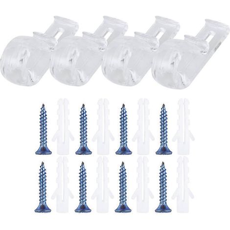Support de tringle à rideaux, stores, rideaux enrouleurs, clips en plastique, crochets et vis (2 jeux) (1/5)