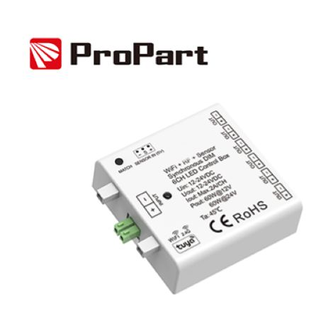 Box controllo sincrono 6CH Dim 12-24VDC, WiFi - RF - Sensor