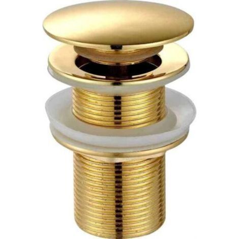 Bonde de lavabo Pop Up sans trop-plein – Bouchon de vidange avec panier à crépine – Acier inoxydable et laiton – G 1¼ (1/5)