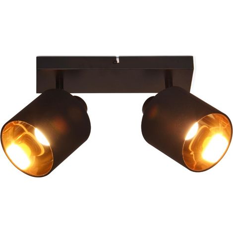 GBLY Deckenlampe 2 Flammig Deckenstrahler Schwarz - Deckenleuchte Vintage Deckenspot E14 Flurlampe Schwenkbar 350° MAX.25W Stoffschrim für Wohnzimmer Schlafzimmer Küche Ohne Leuchtmittel