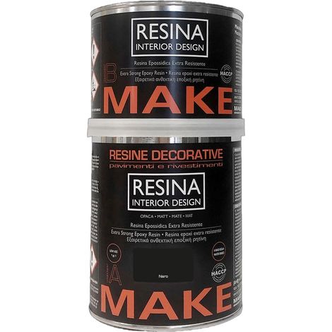 MAKE DESIGNED FOR YOU Resina Epossidica Extra Resistente a Base Acqua, Finitura Opaca, Colore Nero, Certificato HACCP, Formato 0,75 litri (1/5)