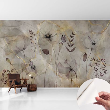 Fotomurale adesivo stickers - murali decorativo - soggiorno moderno - effetto realistico - Fiori delicati 416x254 cm (1/5)