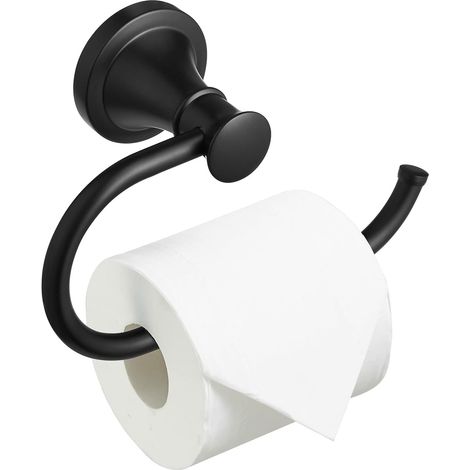 Porte papier toilette noir mat, Accessoires de salle de bain, Fixation murale Antirouille (1/5)