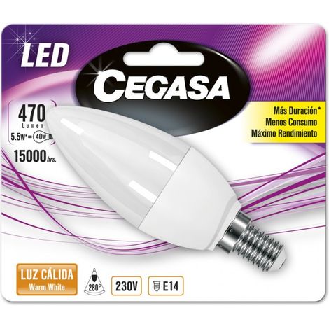 BOMBILLA LED VELA 5,5W E14 CÁLIDA
