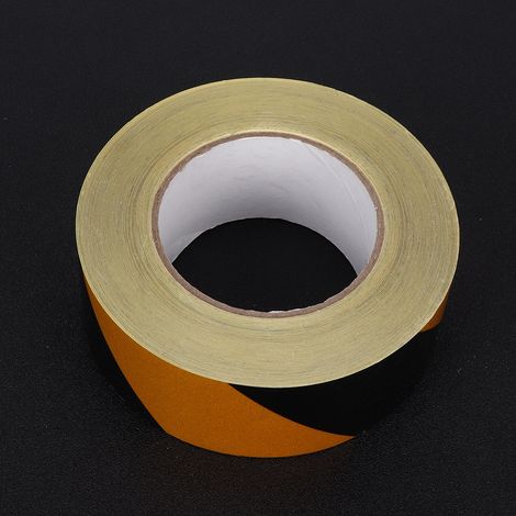 50 mm x 46 m Sicherheitsreflektierendes Klebeband, schwarz-gelb, Warnhinweise, selbstklebend, Zubehör (1/5)