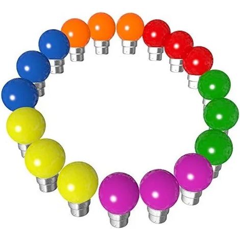 Revenergie - Lot 18 ampoules LED B22 multicolores  Guirlande guinguette