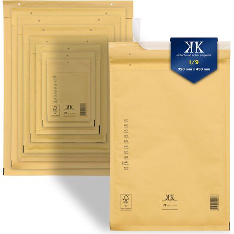 50 Luftpolster-Versandtaschen I9 I/9 320x450mm (Außenmaß) DIN A3+ Braun