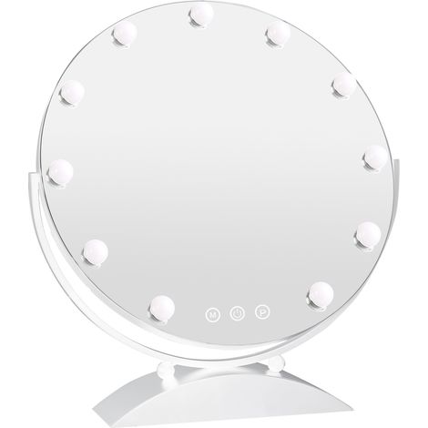 Hollywood Spiegel rund- mit Beleuchtung Kosmetikspiegel, Theaterspiegel mit 11 Glühbirnen, dimmbare, Touch,Make-up-Spiegel, Schminktischspiegel– Weiß 50 cm (1/5)