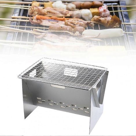 Réchaud de camping pliable d'extérieur, barbecue portable en acier inoxydable, seau à bois, brûleur pour barbecue de camping (1/5)