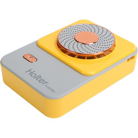 Ventilateur de cou rechargeable USB, 3 vitesses, portable pour extérieur - Jaune
