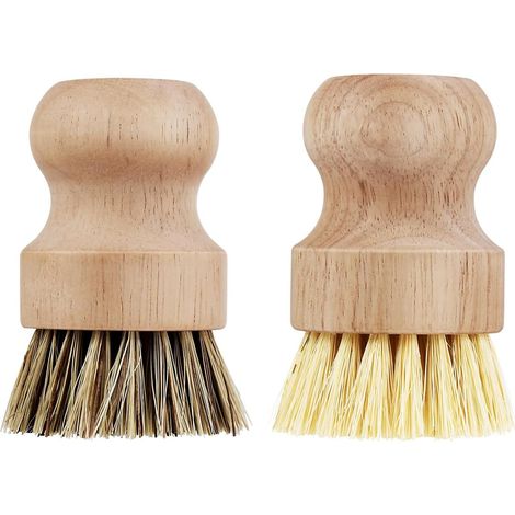 Lot de 2 brosses à vaisselle – brosse en bois pour le nettoyage de la vaisselle, des casseroles et des poêles (fibres de sisal et de palmier) (1/5)