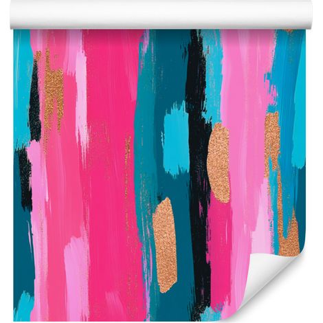 Tapete „Pinselstriche“ Türkis und Lila 50x1000 cm (1/5)