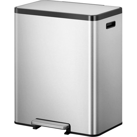 EKO - Poubelle à pédale tri sélectif Ecocasa 2 36+24 litress - Stainless steel Polypropylene  - inox mat
