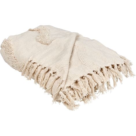 Kuscheldecke KHARI Baumwolle 200 x 200 cm Hellbeige