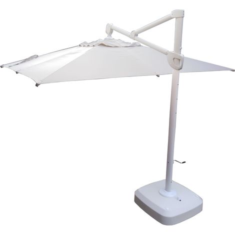 OMBRELLONE JESOLO A BRACCIO LATERALE GIREVOLE 360 GRADI MT.3.5X3 STRUTTURA IN ALLUMINIO BIANCO CON COPERTURA IN POLIESTERE GR.250MQ BEIGE (1/5)