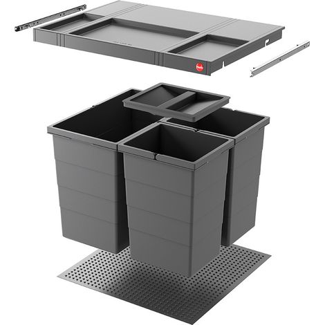 Poubelle de cuisine encastrable AS Allegro S380 28L + 2x13L Hailo (1/5)