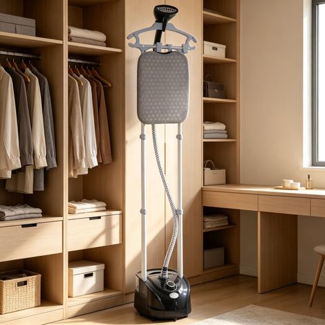 Défroisseur vapeur vertical, 1950 W, débit vapeur de 32 g/min, réservoir d'eau de 2 L, perche télescopique, 11 réglages de température (défroisseur vapeur uniquement) (1/5)