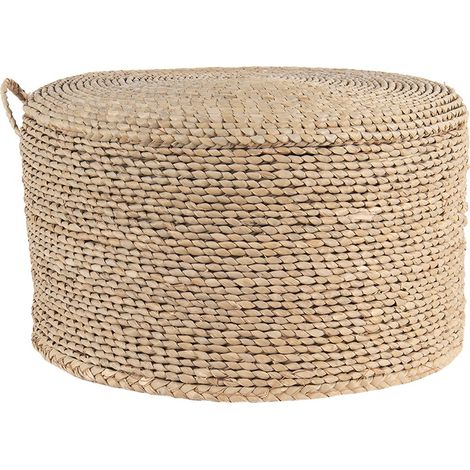 Pouf Repose-Pieds en Jonc de Mer Tabouret Bas Hocker pour Salon et Chambre Marron 40 x 23 cm - PANGIVO (1/5)