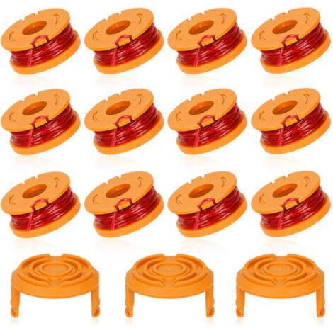 Bobine de rechange pour tondeuse à gazon WORX WA0010/WA6531, compatible avec Worx WA0010, capuchon d'alimentation pour cordon de désherbage automatique, cordon de tondeuse à gazon sans fil, lot de 12 (1/5)