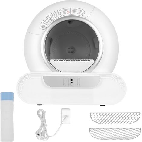WILITTO Litière Automatique pour Chat avec APP - Bac à Litière Intelligent, Double Système Anti-Odeur, Ouverture Large 25cm, Sécurité Anti-Pincement, pour Chats jusqu'à 9kg, Blanche (1/5)