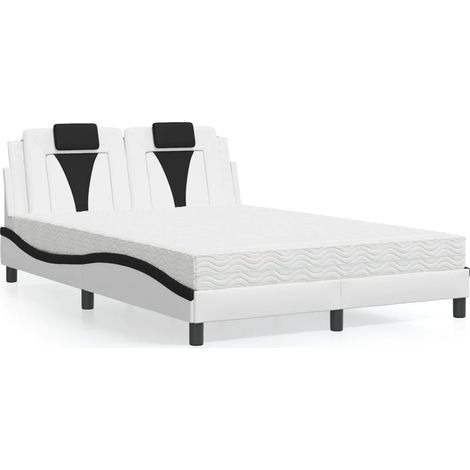 vidaXL Letto Viana con Materasso Nero e Bianco 120x200 cm in Similpelle (1/5)