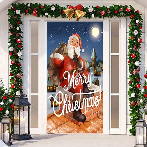 Nouvelle décoration adhésive de porte pour Noël, toile de fond festive, tapisserie pour porte de chambre, largeur de porte - SDMT-126 - 110 x 180 cm