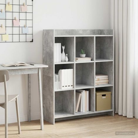 vidaXL Bibliothèque Gris Béton 87,5 x 30 x 111 cm Bois d'ingénierie (1/5)
