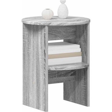 Table d'Appoint Ronde 40x50 cm, Bois d'Ingénierie Couleur Chêne Sonoma Gris, Meuble de Rangement Compact pour Salon, Chambre ou Entrée (1/5)