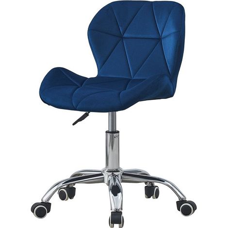 Chaise de Bureau en Tissu Chaise de Bureau en Velours Rembourré Ergonomique en Hauteur Réglable pour Bureau de Bureau,Bleu (1/5)