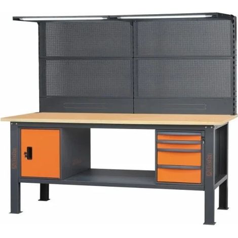 Beta Banco completo con piano in legno 2,1 m con cassetti e anta C58BC-W2,1 4CA/O+SVR LED cod.058000743 (1/4)