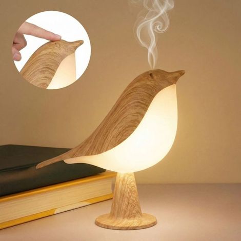 Lampe de Chevet Tactile Rechargeable en Bois, 3 Modes Dimmables, Veilleuse Décorative (1/5)