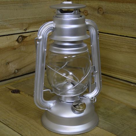 12" Paraffin Hurricane Camping Lantern Light - Silver (1/5)