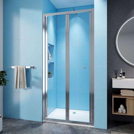 Stech Homes 800x1850mm Bifold Shower Door Cubicle Walk in Glass Screen Enclosure Bathroom Cabin (1/5)