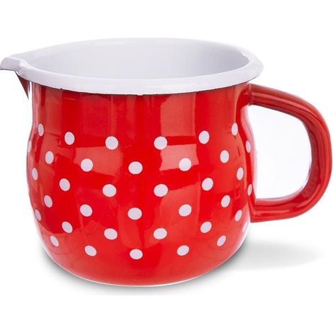 Taza de esmalte con lunares rojos, Tecka, 800 ml (1/2)