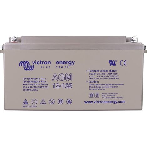 Victron – Batterie décharge lente 12V 165Ah AGM – BAT412151084 – Faible autodécharge < 2% – Applications : solaire, éolienne, camping-car, bateau (1/5)