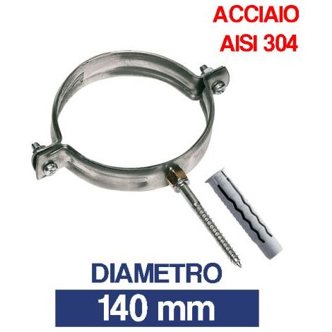 COLLARE FASCETTA MURALE PER TUBO CANNA FUMARIA ACCIAIO INOX (23065V) 140 (21376)
