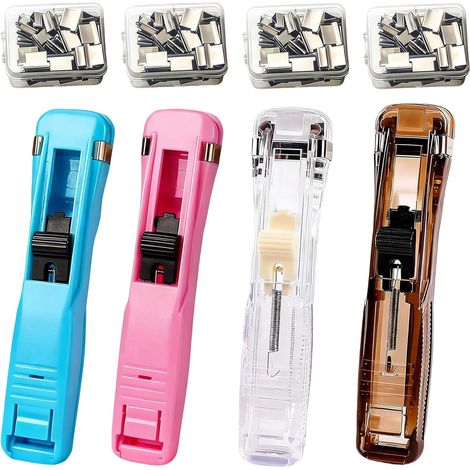 Lot de 4 agrafeuses portables avec pinces à reliure, incluant 200 (1/5)
