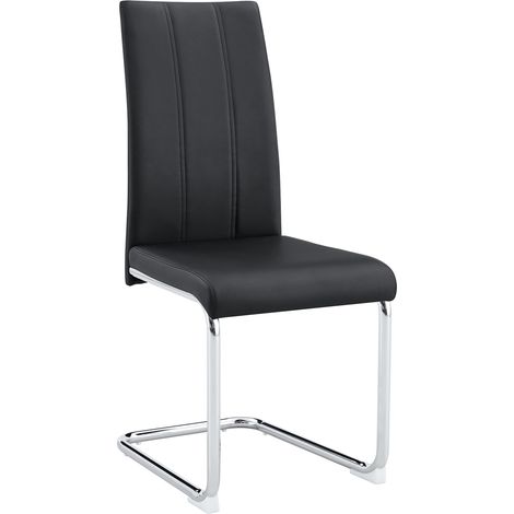 Silla de comedor moderna negra de PU y metal, ergonómica, 54,5 x 43 x 99 cm (1/5)