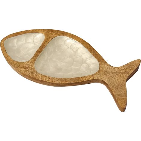 Vassoio a forma di pesce in legno e resina Arredamento nordico