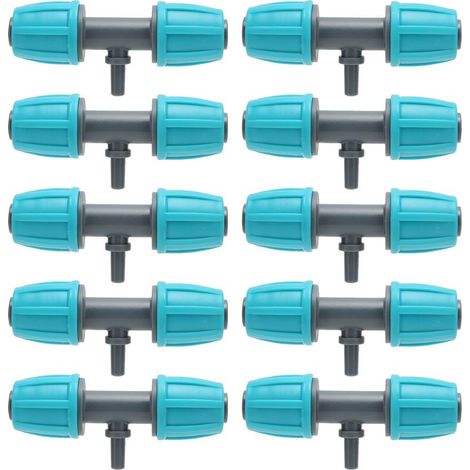 10 unidades de adaptadores en T de púas de 16 mm a 4/7 para tubos de riego, reductores para jardín y patio. (1/5)