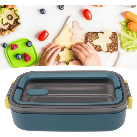 Isolierte Lunchbox aus Edelstahl im japanischen Stil, versiegeltes Fach für Schüler, mikrowellengeeignet, elegantes Blau. (1/5)