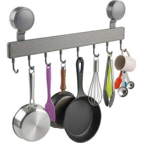 Porte-ustensiles de cuisine mural, sans perçage, en aluminium, idéal pour la cuisine, la salle de bain et la chambre.