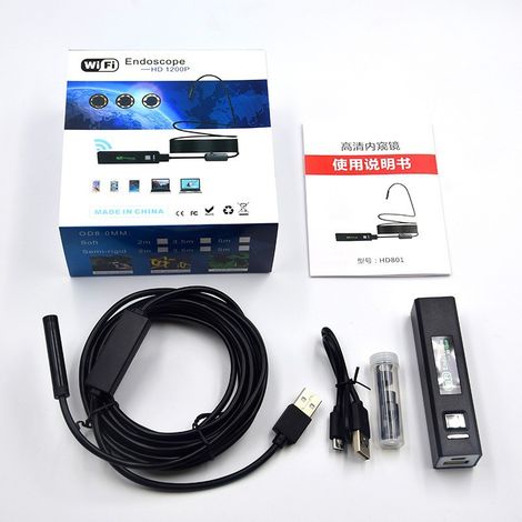 Caméra endoscopique avec lumière, endoscope HD 1920p avec 8 LED réglables, caméra serpent semi-rigide de 5 m, caméra d'inspection étanche IP67 de 7,9 mm pour iOS et Android (5 m)