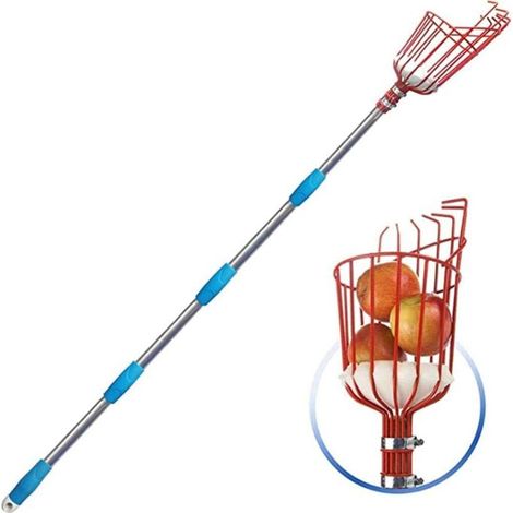 Obstpflücker mit leichtem, teleskopierbarem Obstpflücker aus Aluminium und abnehmbarem Obstpflücker aus Edelstahl zur Ernte von Obstbäumen (10 Segmente, 4 Meter) (1/4)
