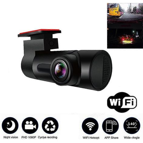 Caméra de bord HD 140° grand angle, vision nocturne, enregistrement de conduite pour voiture. (1/4)