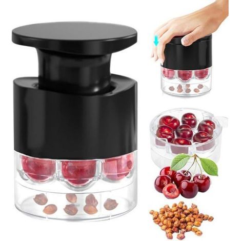 Dénoyauteur Cerises - 7 Trous - Protection Anti-éclaboussures - Pour Cerises Mirabelle Dattes Rouges - 1 Pièce