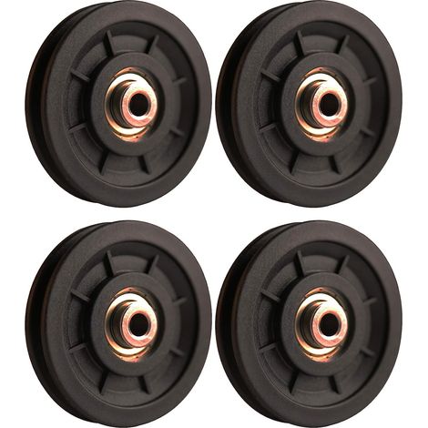 Accessoire de levage,4 pcs 110 mm Roulement Poulie Nylon, Poulie Musculation, Roue Universelle pour câble Machine Gym équipement Porte de Garage (1/4)